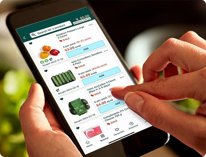 Voilà grocery delivery app on mobile phone